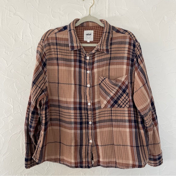 aerie Tops - Aerie Plaid Flannel Oversized Relaxed Fit Shacket Size XL 100% Cotton